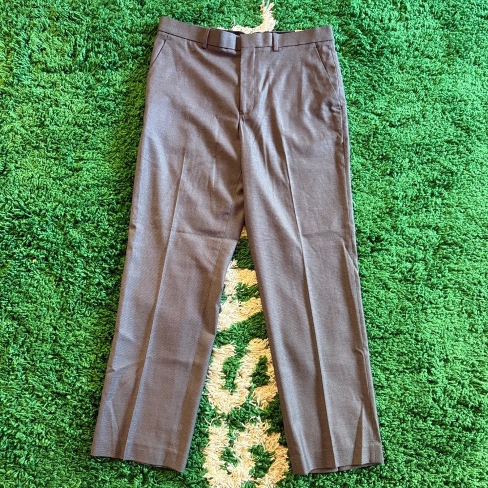 Perry Ellis Portfolio Men's Brushed Nickel Flex‎ Stretch Gripper Waist Dress